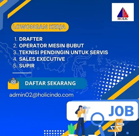 Berikut informasi loker dengan lima posisi sekaligus yang digelar PT Holicindo Dasa Anugrah Bandung.