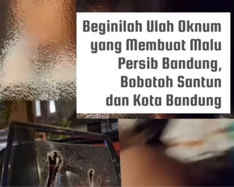 Kolase foto pengrusakan mobil warga Bandung yang dilakukan oleh oknum Bobotoh. (Instagram/@infobandungraya)