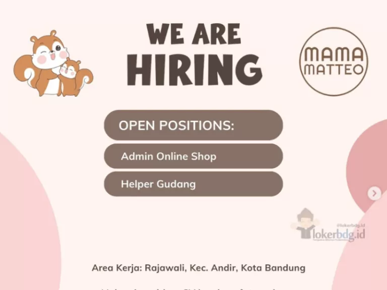 2 Posisi Tersedia! Mama Matteo Bandung Buka Loker untuk Fresh Graduate SMA dan SMK