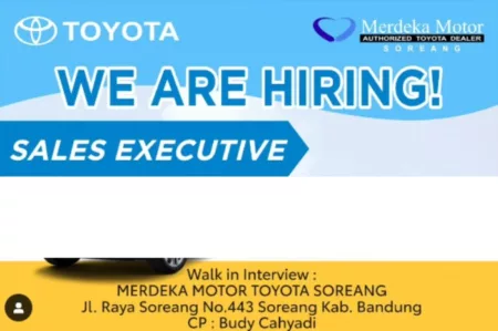 Begini info detail tentang loker dari Merdeka Motor Toyota Soreang untuk domisili Bandung