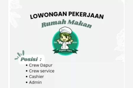 Rumah Makan Pawon Hana buka loker untuk 4 posisi sekaligus