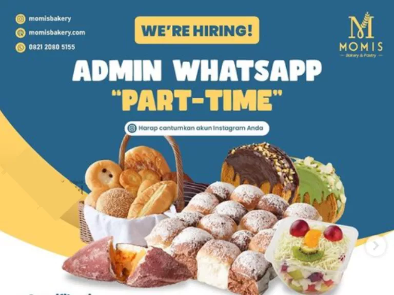 Info Loker Admin: Momis Bakery Bandung Buka Lowongan Part Time bagi Lulusan SMA dan SMK