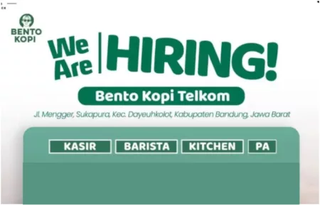 4 Posisi Sekaligus! Bento Kopi Telkom Bandung Buka Loker Buat Tamatan SMA dan SMK