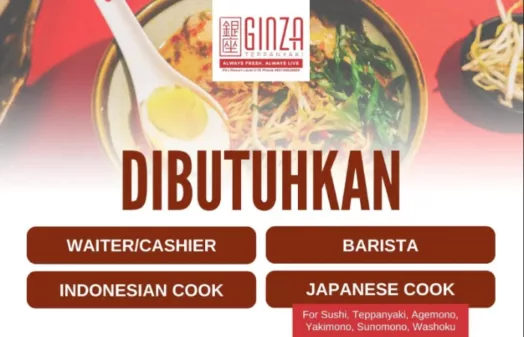 Kirim Langsung! Ginza Bandung Buka Loker 4 Posisi Sekaligus, Ini Syaratnya