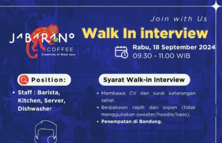 Langsung Walk In Interview! Jabarano Coffee Bandung Gelar Loker 4 Posisi untuuk Tamatan SMA dan SMK