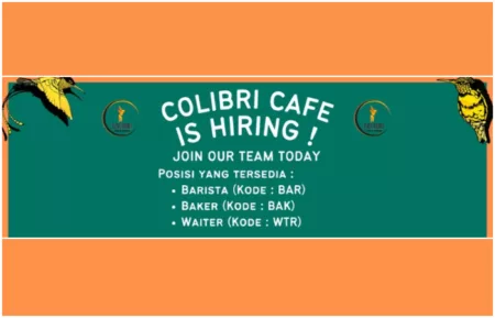 3 Posisi Sekaligus! Colibri Cafe Bandung Buka Loker Terbaru, Ini Syaratnya