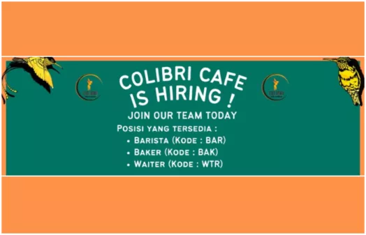 3 Posisi Sekaligus! Colibri Cafe Bandung Buka Loker Terbaru, Ini Syaratnya