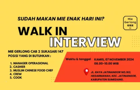 Walk In Interview! Mie Gerlong Sukasari Bandung Buka Loker 5 Posisi Buat Tamatan SMA SMK